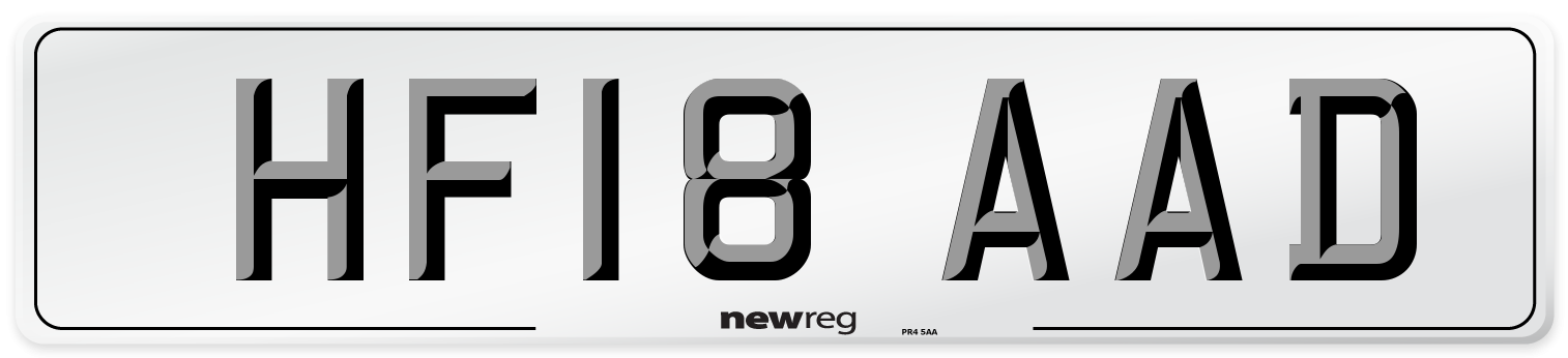 HF18 AAD Number Plate from New Reg
